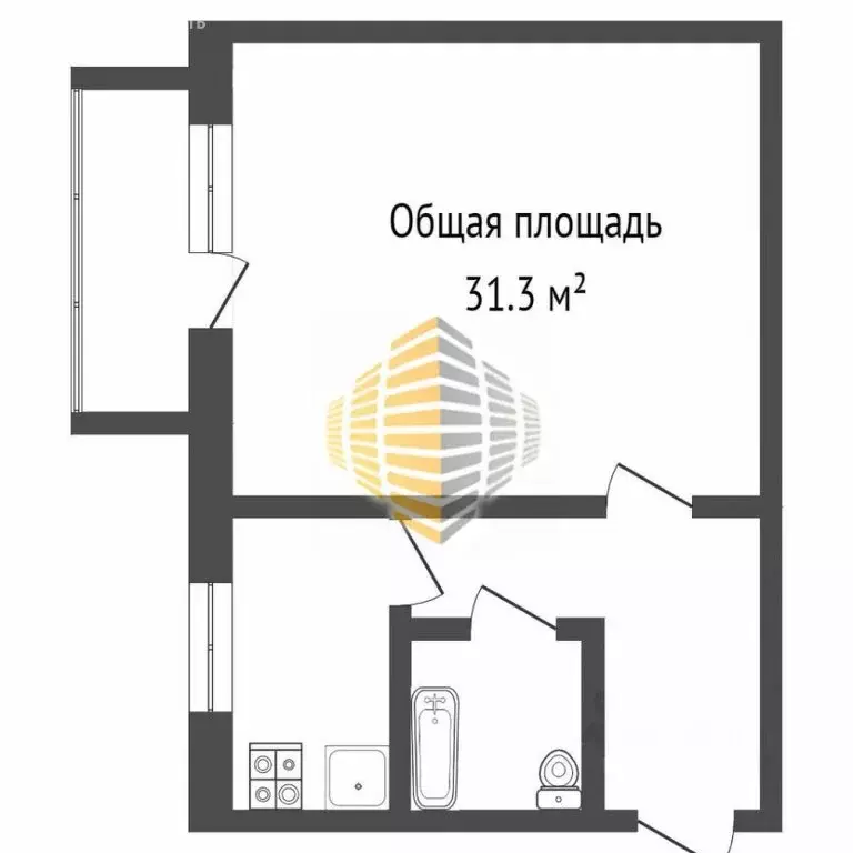 1-комнатная квартира: Чита, улица Кочеткова, 20 (30.3 м) - Фото 1