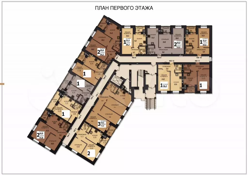 2-к. квартира, 47,8 м, 1/10 эт. - Фото 1