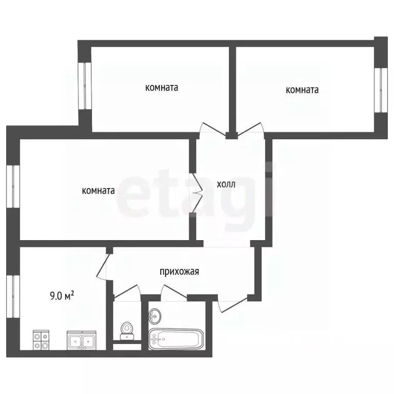 3-к кв. Москва ул. Исаковского, 4К2 (74.7 м) - Фото 2