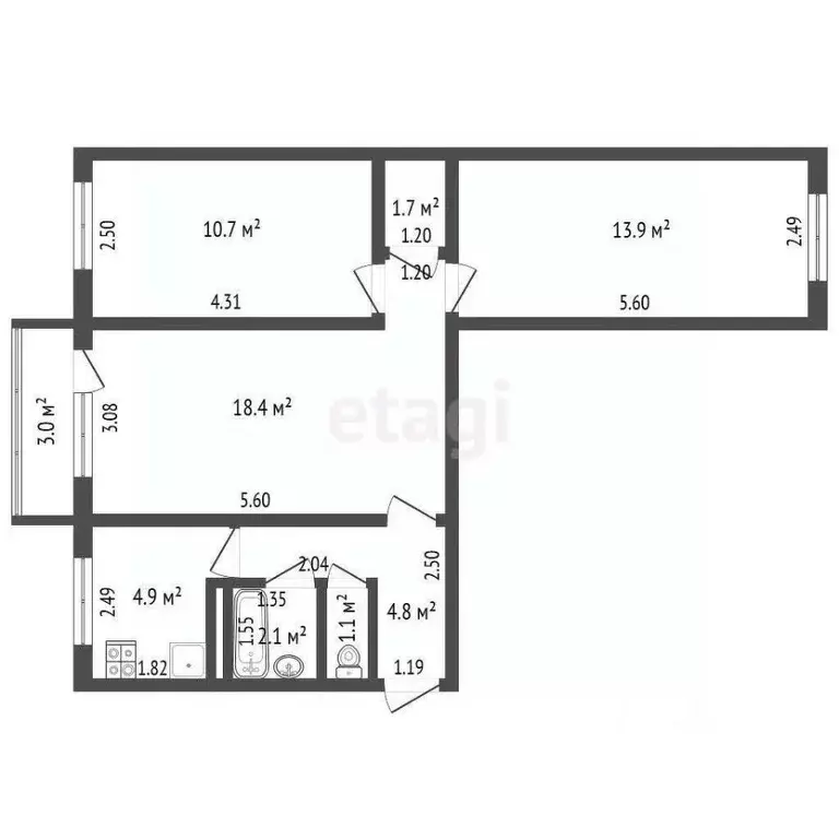 3-к кв. Самарская область, Самара ул. Советской Армии, 160 (57.6 м) - Фото 1