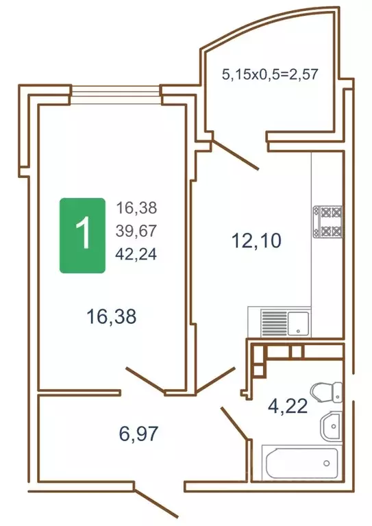 1-к кв. Краснодарский край, Краснодар ул. Кирилла Россинского, 3/1к1 ... - Фото 0