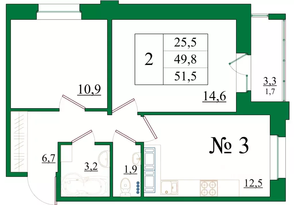 2-к кв. Ленинградская область, Гатчина Красносельское ш., 4Ак1 (51.5 ... - Фото 0