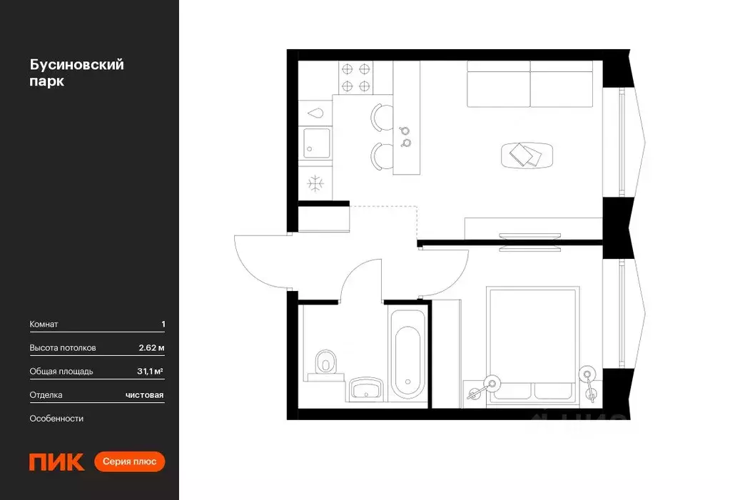 1-к кв. Москва Бусиновский Парк жилой комплекс (31.1 м) - Фото 0