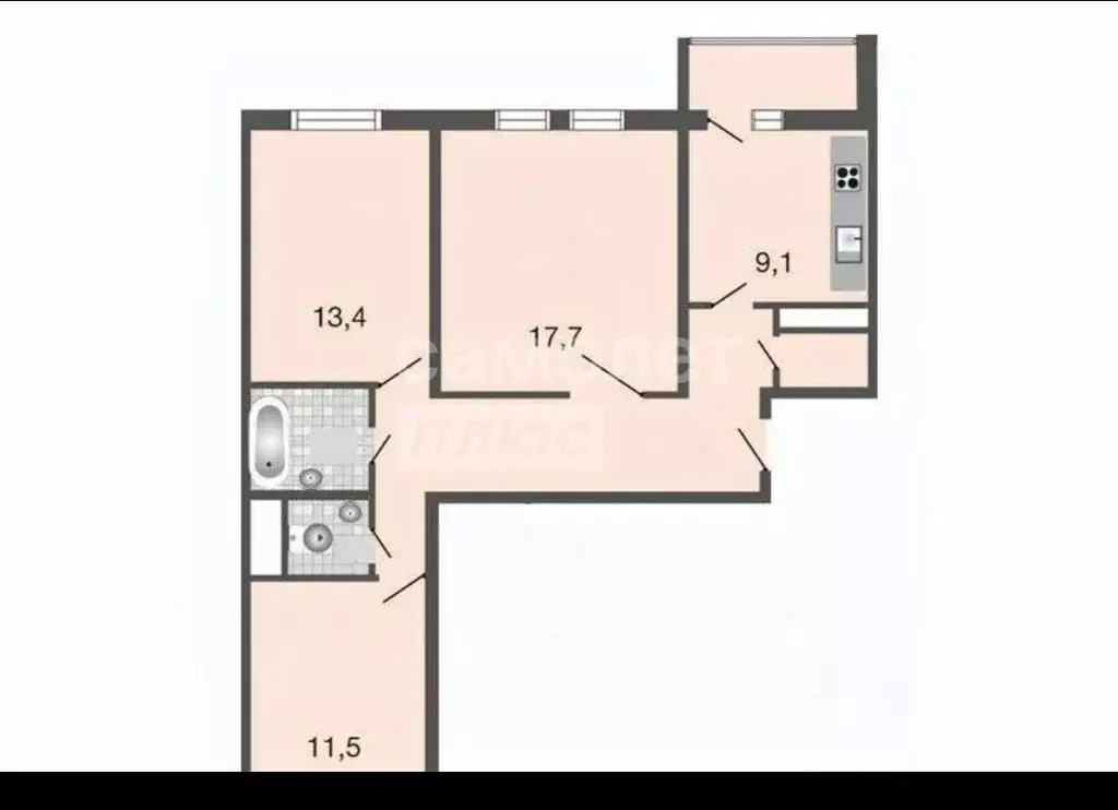 3-к кв. Москва Базовская ул., 15к4 (72.6 м) - Фото 2