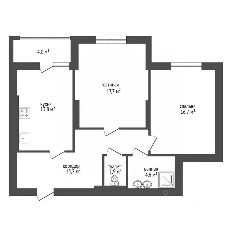 2-к кв. Башкортостан, Уфа ул. Гоголя, 29 (68.4 м) - Фото 2