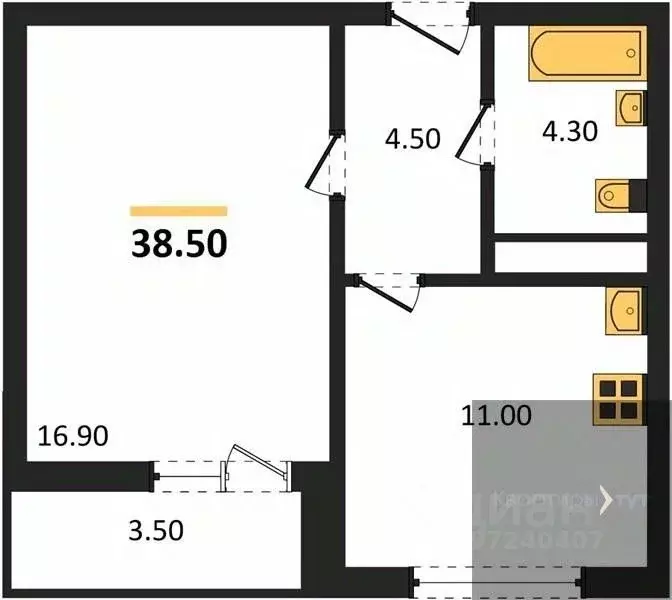 1-к кв. Воронежская область, Воронеж ул. Пескова, 8 (38.5 м) - Фото 0