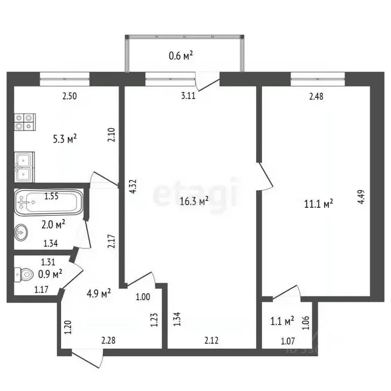 2-к кв. Забайкальский край, Чита ул. Бабушкина, 5 (42.2 м) - Фото 2