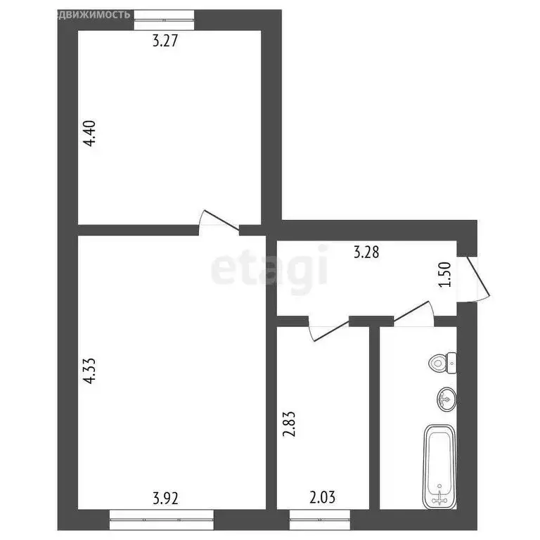 2-комнатная квартира: Омутинское, улица Терешковой, 9 (44.3 м) - Фото 0