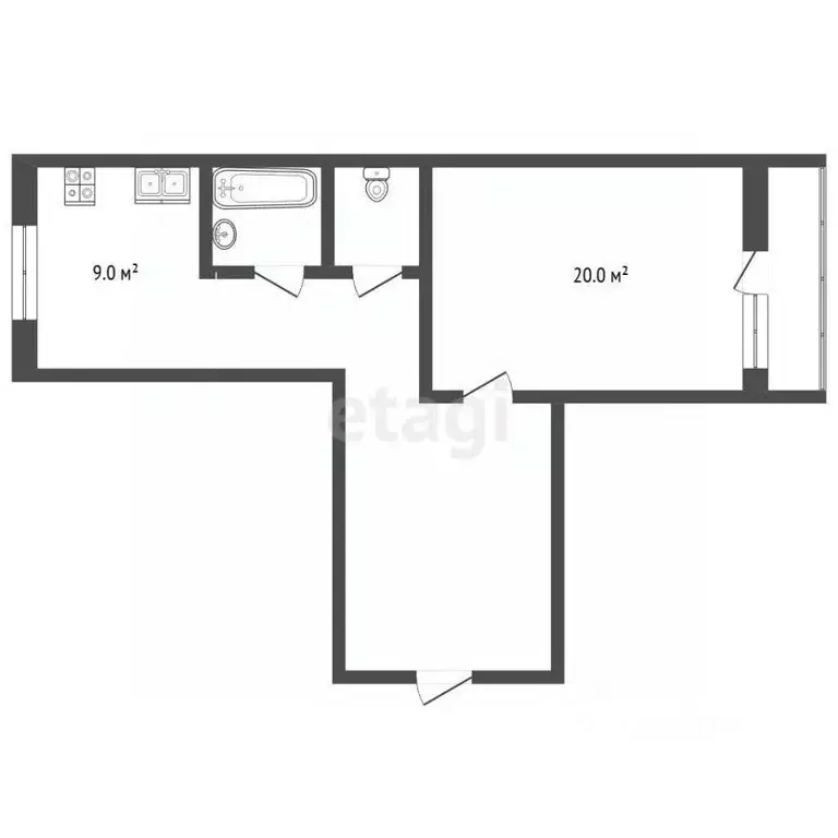 1-к кв. Тюменская область, Тюмень ул. Московский Тракт, 119 (43.0 м) - Фото 2