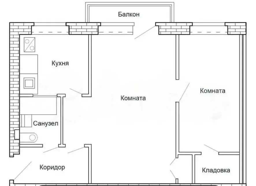 2-комнатная квартира: Тюмень, Минская улица, 49 (45.2 м) - Фото 1