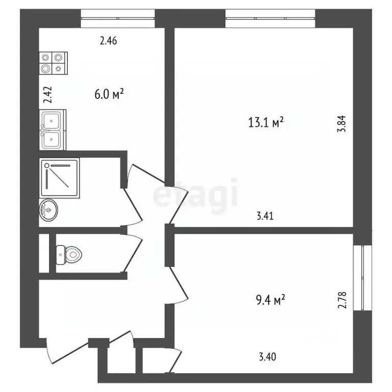 2-к кв. Москва ул. Бехтерева, 43К2 (37.3 м) - Фото 1