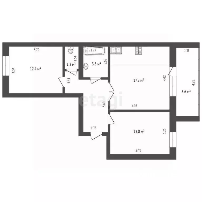 2-к кв. Тюменская область, Тюмень ул. Газопромысловая, 9 (56.4 м) - Фото 1