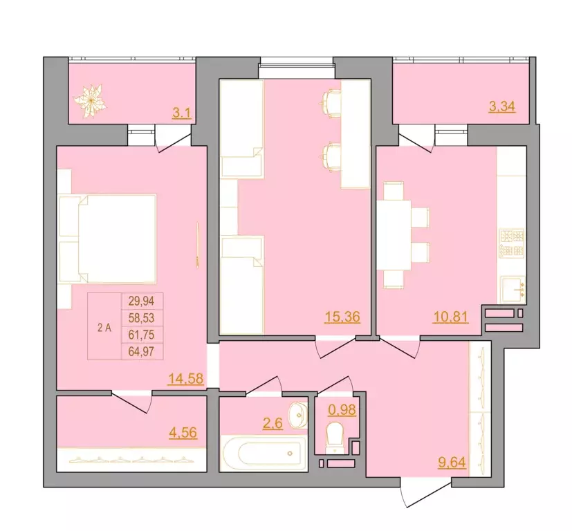 Продаётся 2-к квартира, 65.8 м - Фото 1