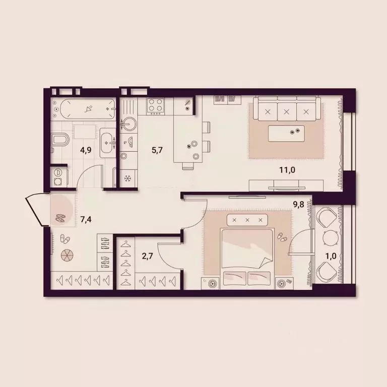 1-к кв. Приморский край, Артем ул. Куйбышева, 11А (42.52 м) - Фото 0