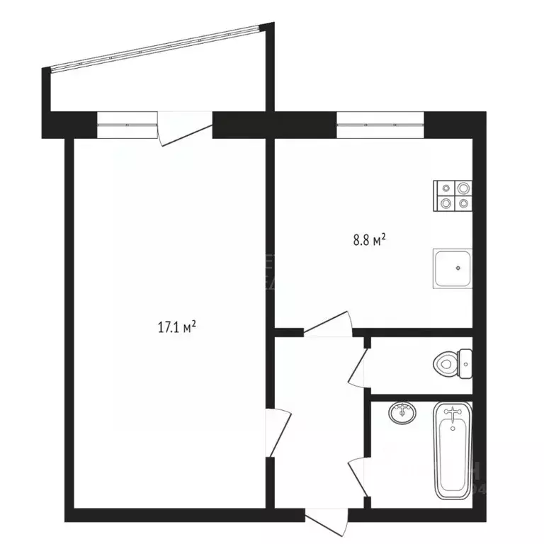 1-к кв. Тюменская область, Тюмень Заречный проезд, 31 (34.4 м) - Фото 2