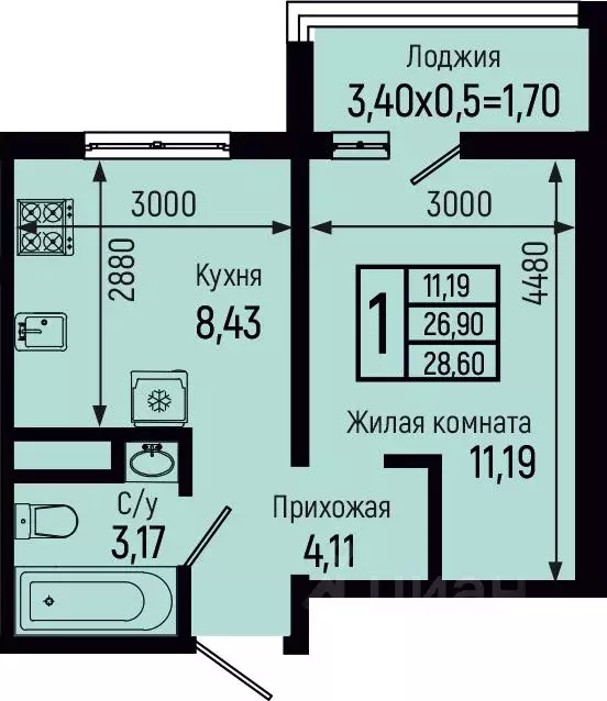 1-к кв. Краснодарский край, Туапсинский муниципальный округ, с. Небуг ... - Фото 0