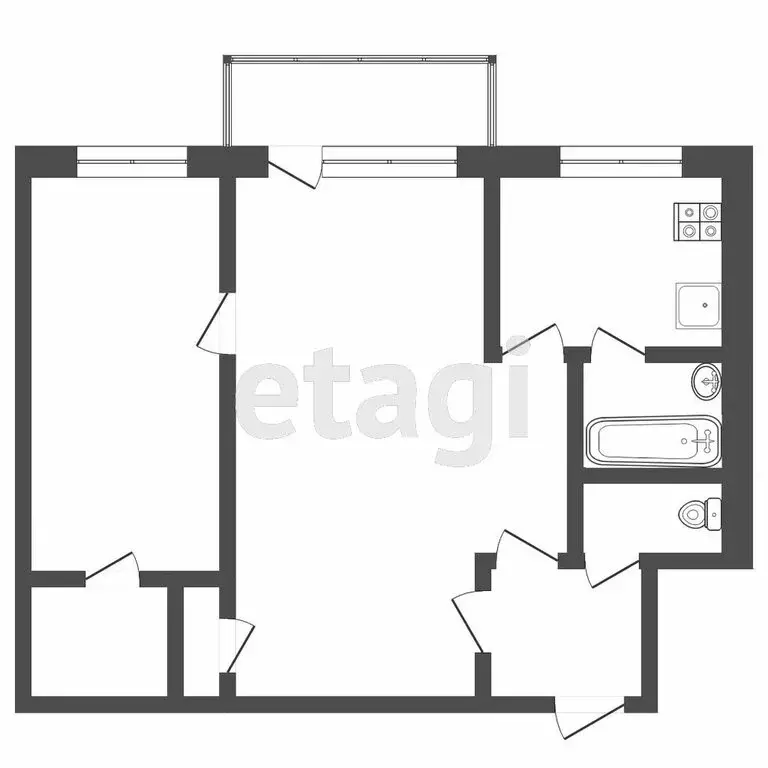 2-комнатная квартира: Тюмень, улица Пермякова, 10 (40 м) - Фото 1