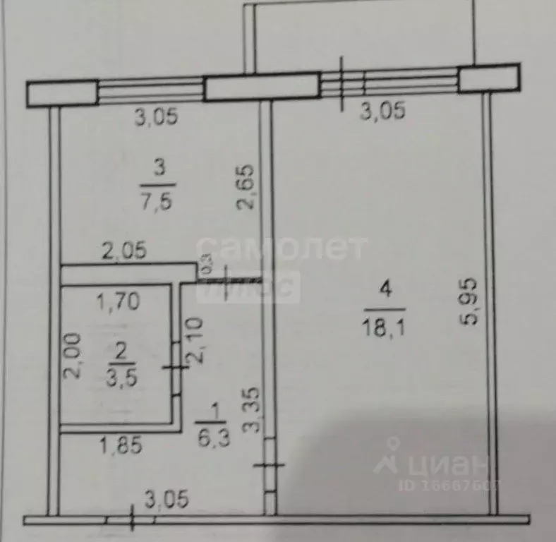 1-к кв. Оренбургская область, Оренбург Липовая ул., 3 (35.4 м) - Фото 2