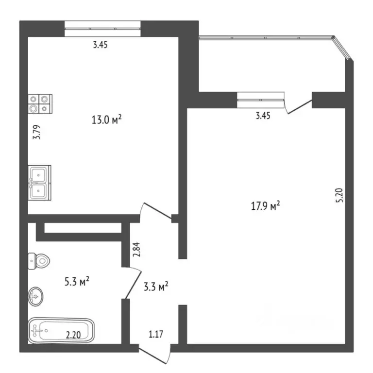 1-к кв. Тюменская область, Тюмень ул. Валентины Трофимовой, 12 (39.7 ... - Фото 2