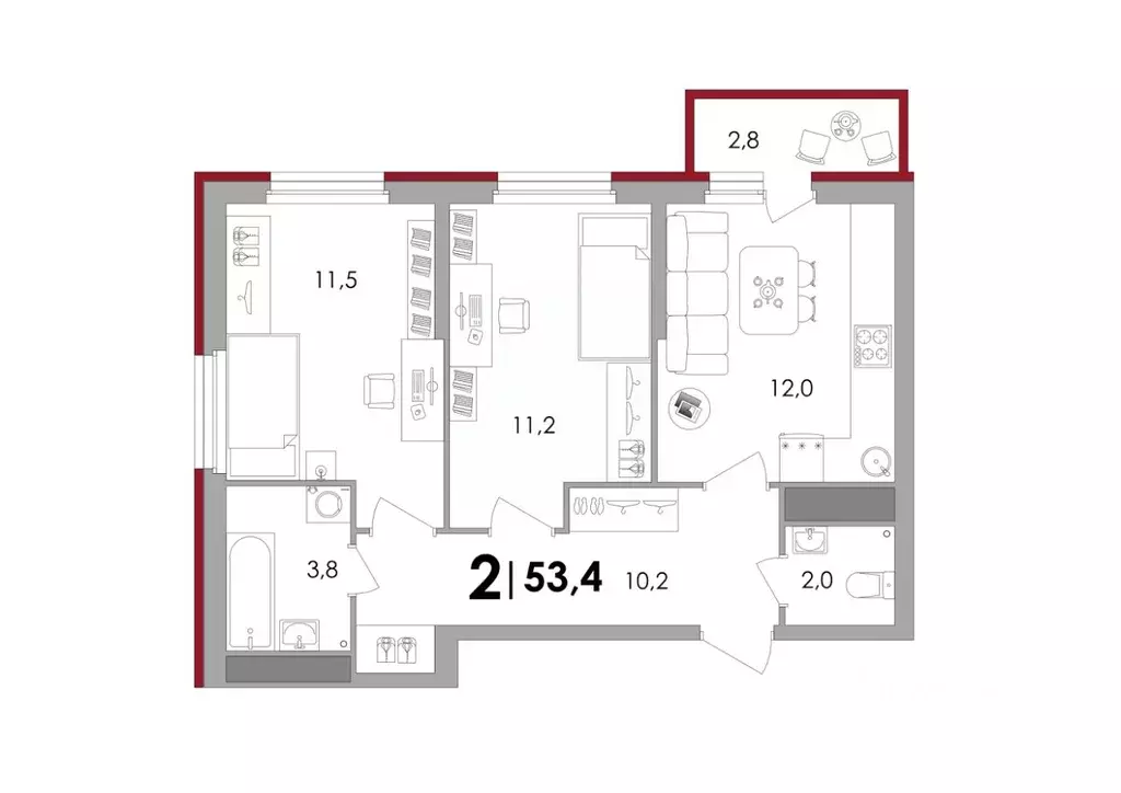 2-к кв. Тверская область, Калининский муниципальный округ, д. Батино  ... - Фото 1
