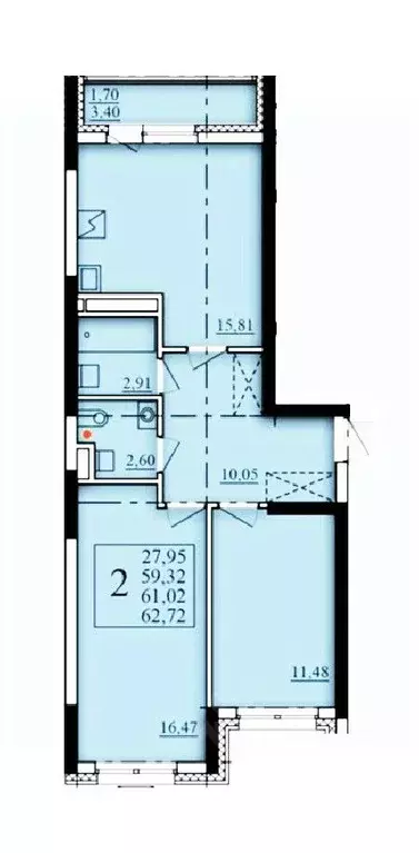 2-к кв. Башкортостан, Уфа Затон-Восточный жилрайон, Паруса жилой ... - Фото 0