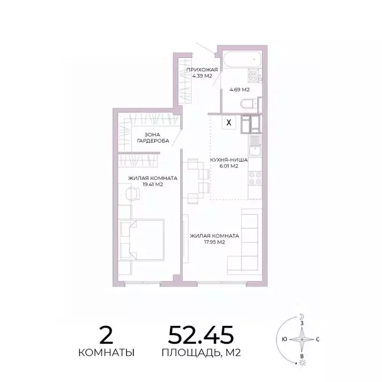 2-к кв. Пензенская область, Пенза Побочинская ул., с18 (52.45 м) - Фото 0