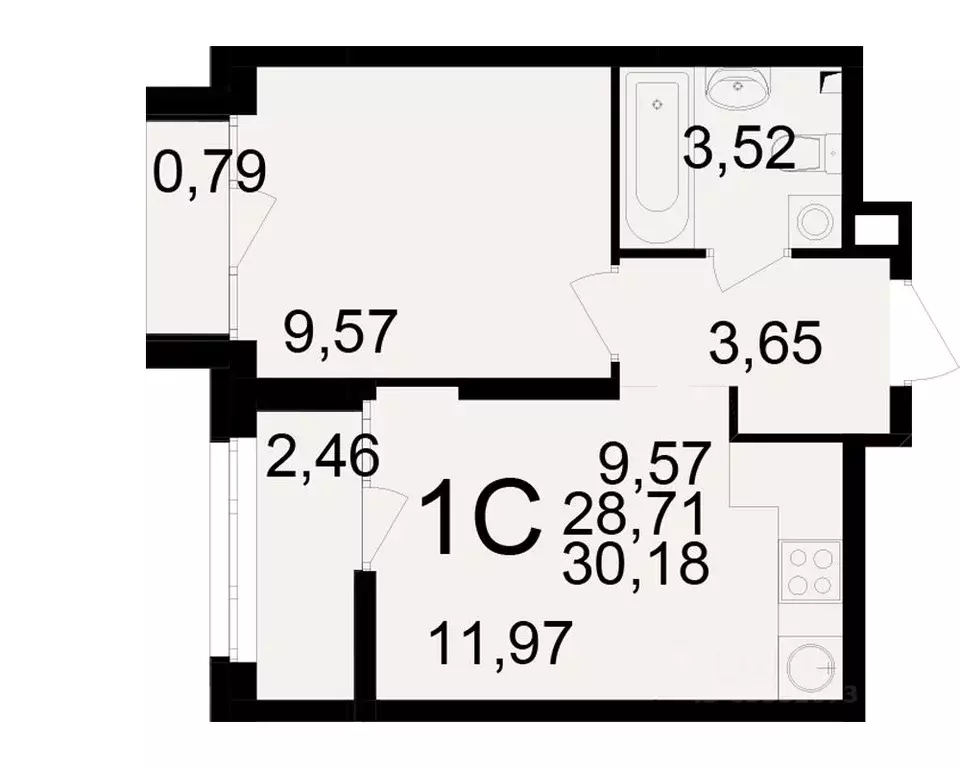 1-к кв. Рязанская область, Рязань Аура жилой комплекс (28.71 м) - Фото 1