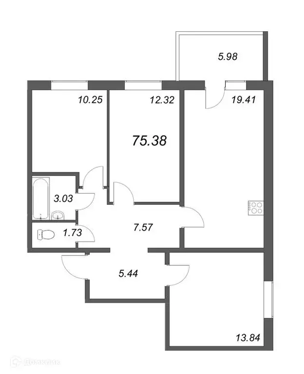 Продаётся 3-к квартира, 75.4 м - Фото 0