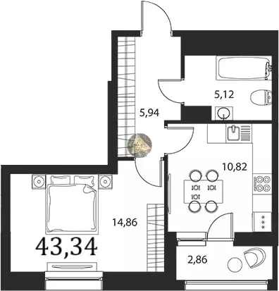 Продаётся 1-к квартира, 43.34 м - Фото 1