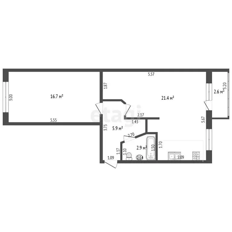 2-комнатная квартира: Стерлитамак, улица Худайбердина, 62 (46.9 м) - Фото 1
