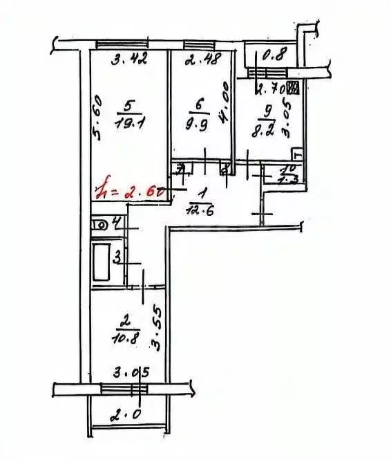 3-к кв. Тверская область, Тверь Комсомольский просп., 19 (67.5 м) - Фото 2