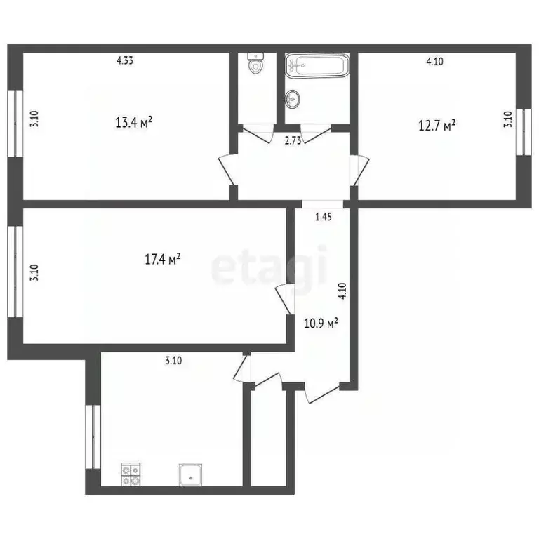 3-к кв. Орловская область, Орел ул. Лескова, 36 (67.2 м) - Фото 0