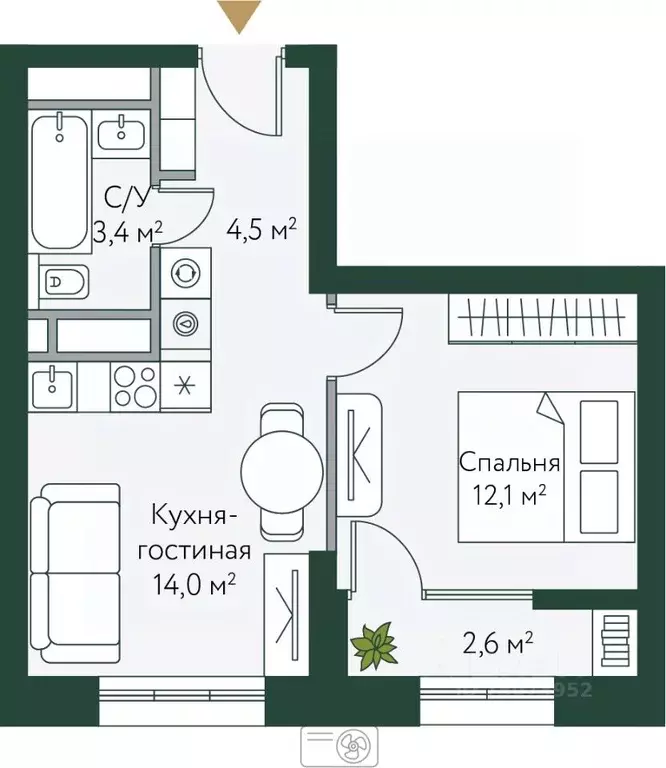1-к кв. Волгоградская область, Волгоград Новосибирская ул., 74 (36.55 ... - Фото 0