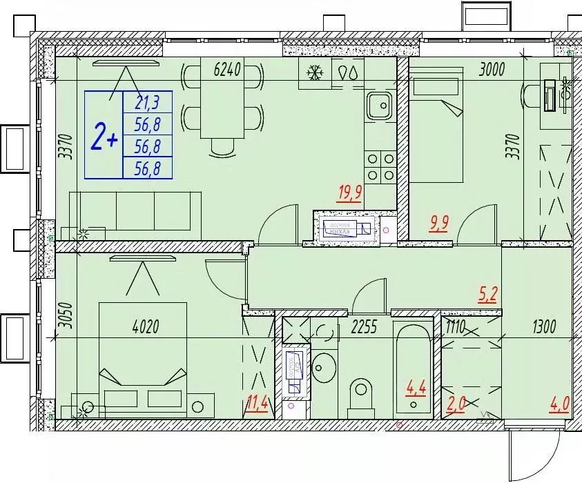 3-к кв. Астраханская область, Астрахань ул. Бэра, 29 (56.8 м) - Фото 1