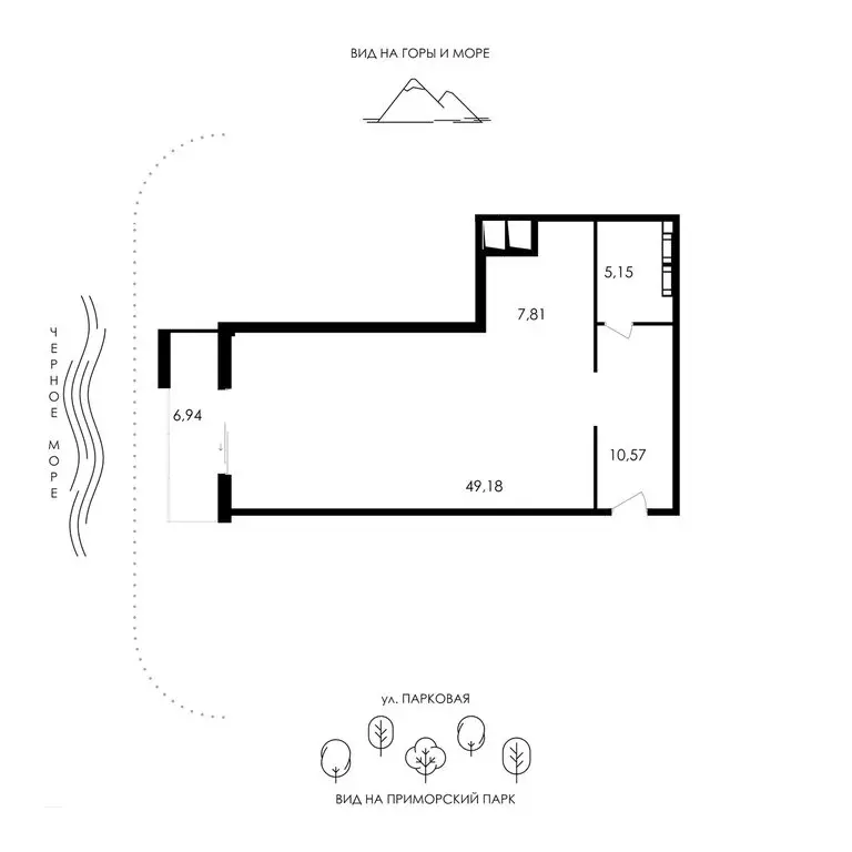 1-комнатная квартира: Алушта, Парковая улица, 7 (79.65 м) - Фото 1