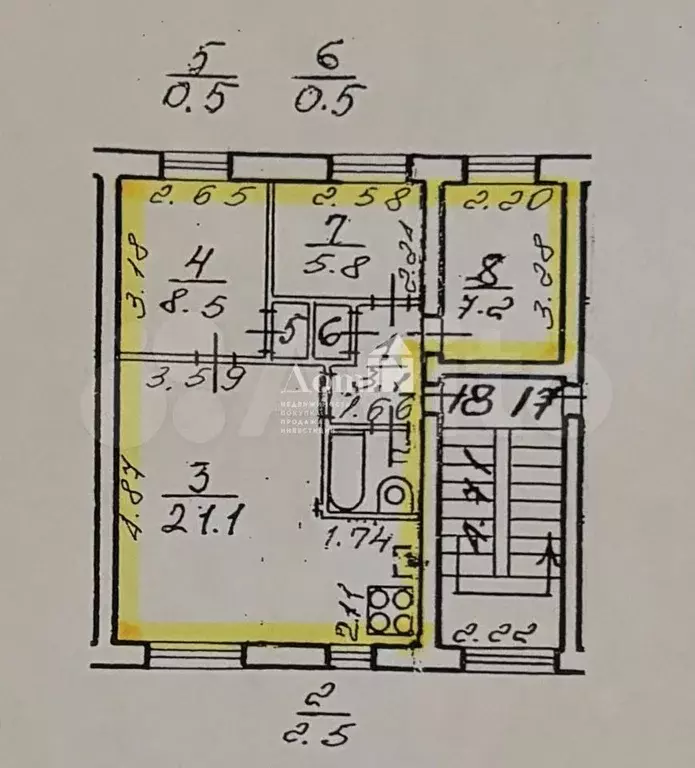 4-к. квартира, 49,2 м, 4/5 эт. - Фото 0