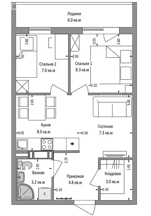 3-комнатная квартира: Петрозаводск, улица Чапаева, 50 (51.5 м) - Фото 1