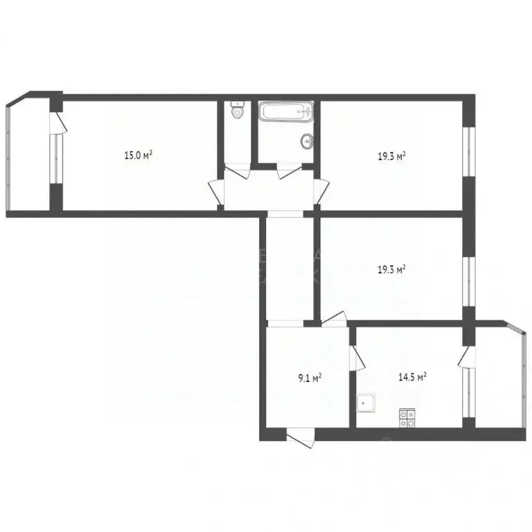 3-к кв. Тюменская область, Тюмень ул. Николая Семенова, 27 (90.3 м) - Фото 1