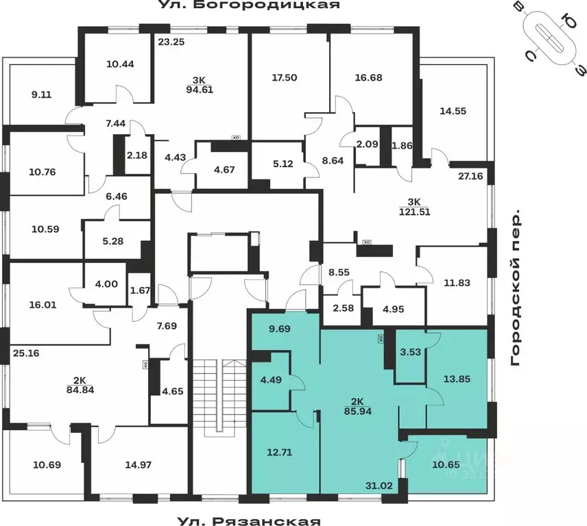 2-к кв. Тульская область, Тула ул. Богородицкая, 8В (78.48 м) - Фото 2