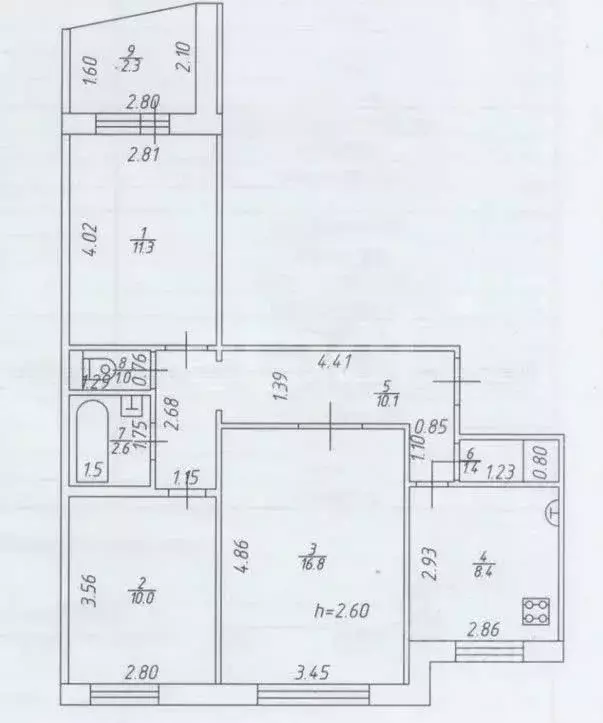 3-к кв. Татарстан, Казань ул. Академика Лаврентьева, 24а (61.6 м) - Фото 2