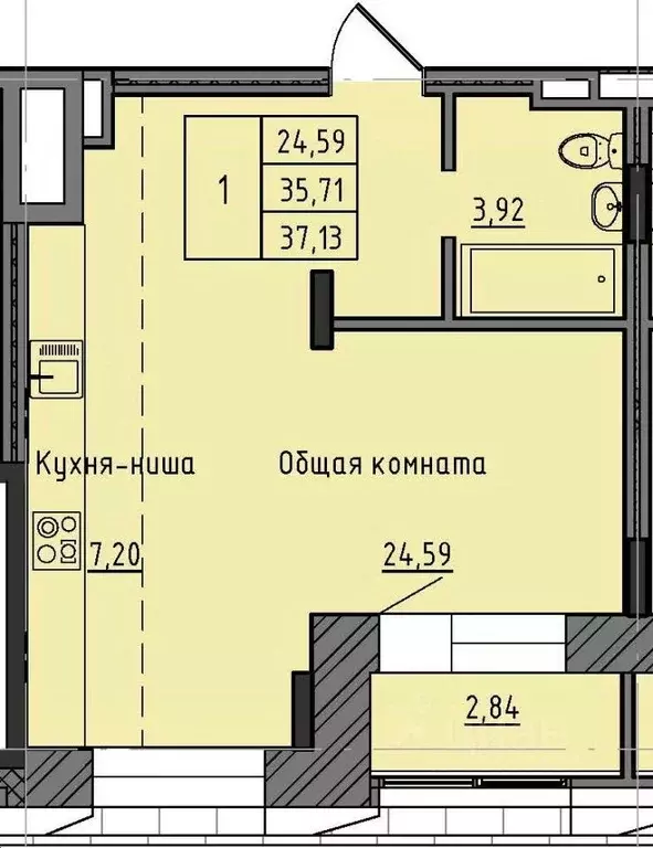 1-к кв. Саха (Якутия), Якутск 37-й кв-л,  (37.13 м) - Фото 0