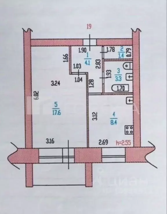 1-к кв. Алтайский край, Барнаул ул. Шумакова, 40 (34.0 м) - Фото 2