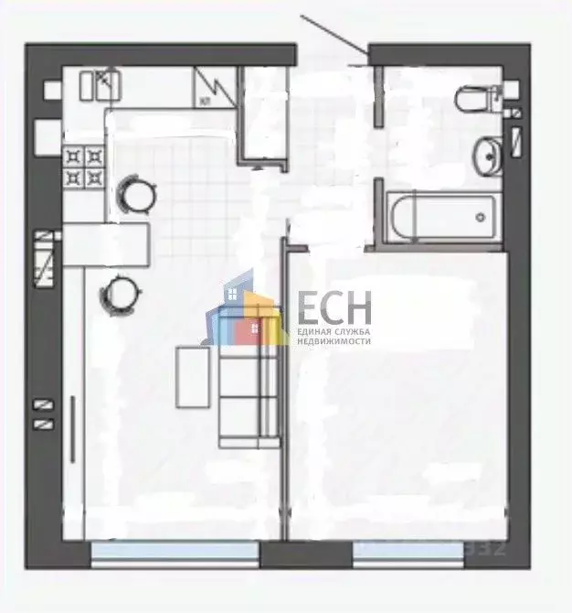 1-к кв. Тульская область, Тула ул. Новоселов, 4к3 (36.7 м) - Фото 2