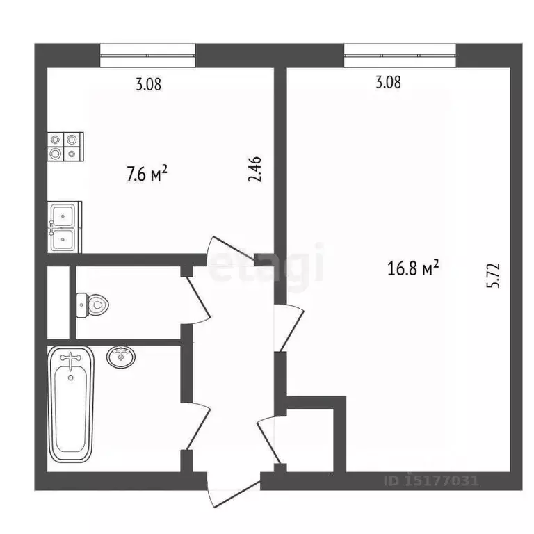 1-к кв. Ямало-Ненецкий АО, Муравленко ул. Нефтяников, 1 (33.4 м) - Фото 2