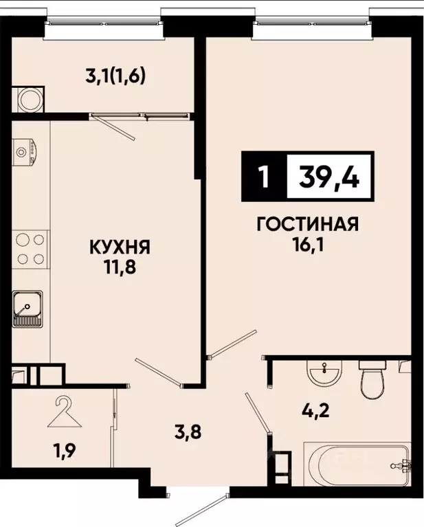 1-к кв. Ставропольский край, Кисловодск Моя Легенда жилой комплекс ... - Фото 0