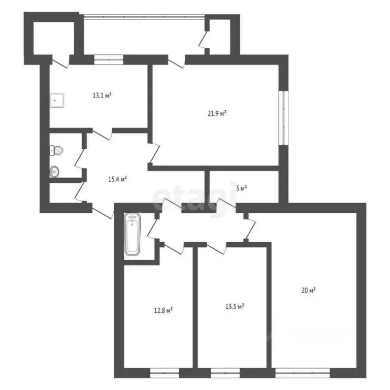 4-к кв. Брянская область, Брянск пер. Горького, 4 (107.2 м) - Фото 2