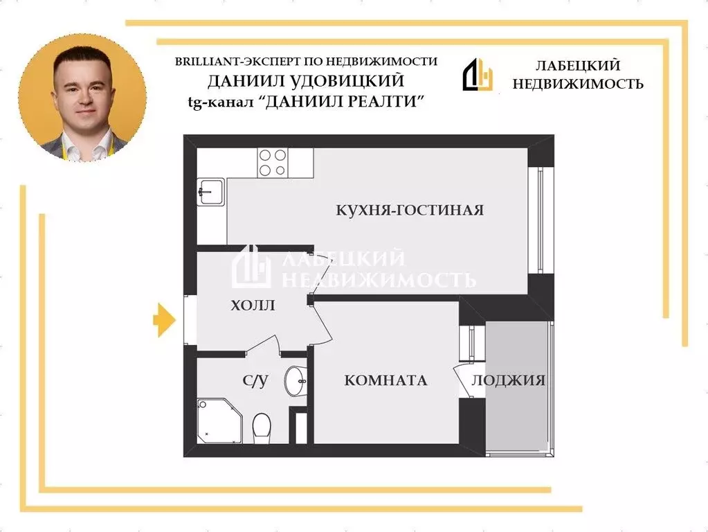 1-комнатная квартира: Новоселье, Центральная улица, 10к2 (34.24 м) - Фото 2