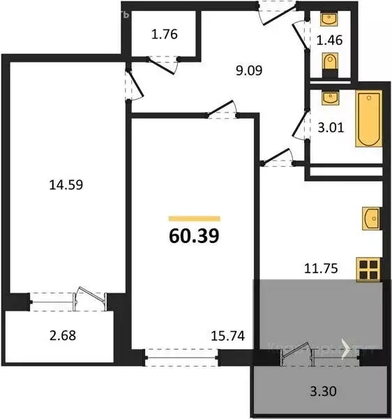 2-комнатная квартира: Воронеж, Острогожская улица, 156/2 (60.39 м) - Фото 0