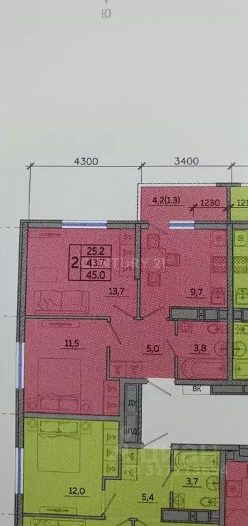 Квартира, 2 комнаты, 45 м - Фото 0