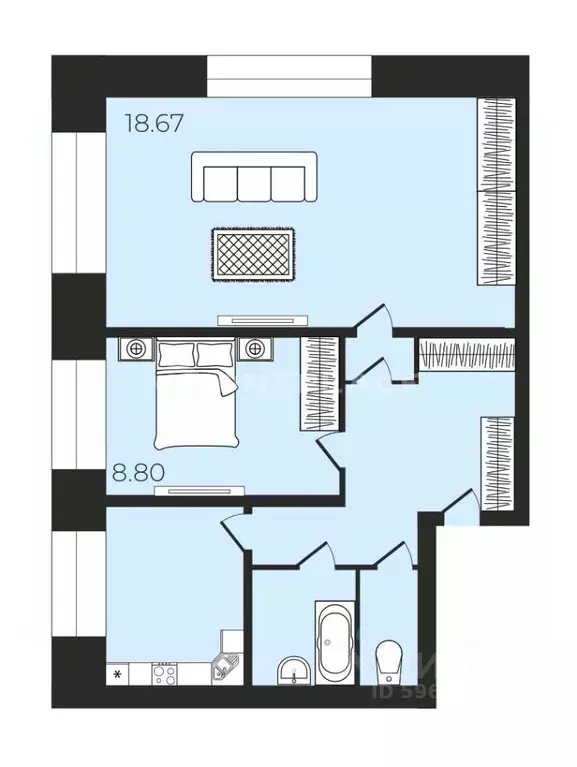 2-к кв. Санкт-Петербург Тихорецкий просп., 8К2 (41.6 м) - Фото 2